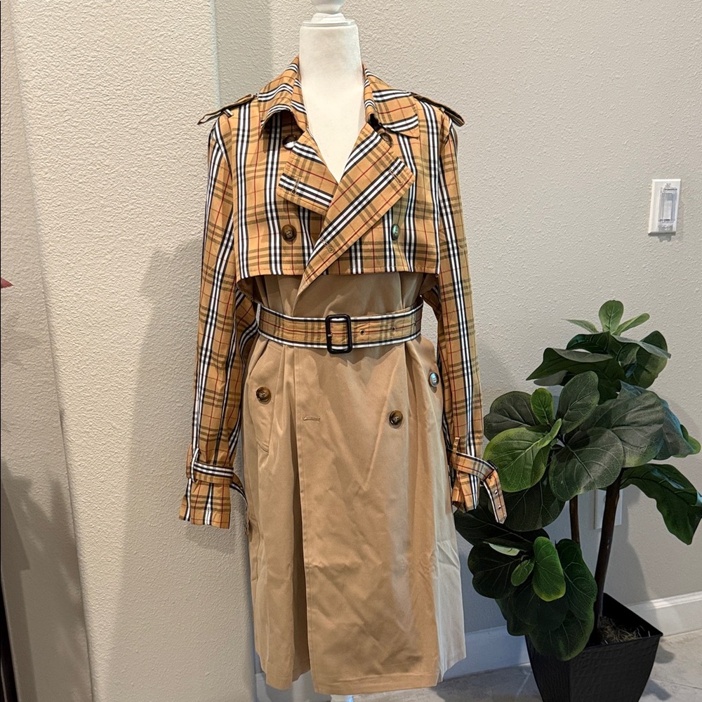 Plaid and Tan Trench Coat